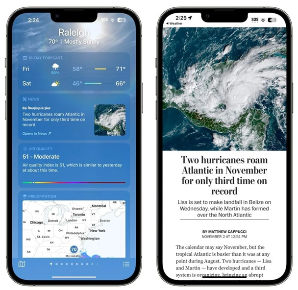 兰西苹果14维修分享iPhone 14手机如何看天气时顺带看新闻 